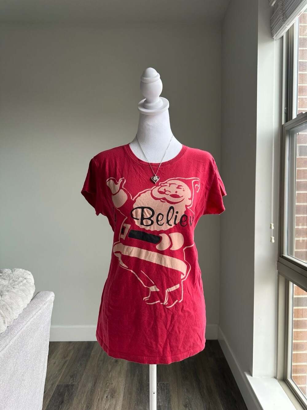 LOL Surprise Red Retro Santa I Believe Graphic Baby Tee S